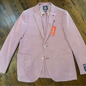 SAVILE ROW Slim Mens Blazer Sportcoat Cotton Half Lined Coarse Red Pink 44L
